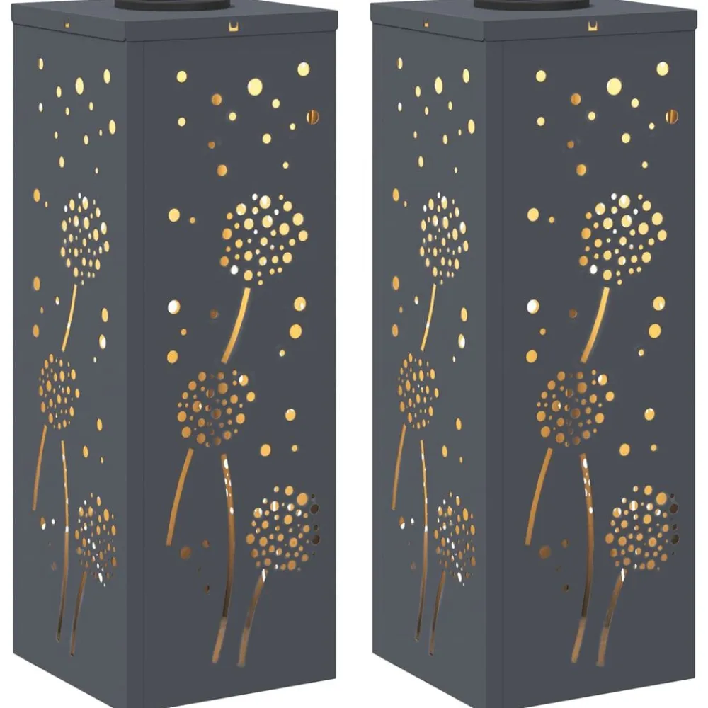 vidaXL Iluminación-Luz de camino LED solar 2 pcs Acero laminado en frío