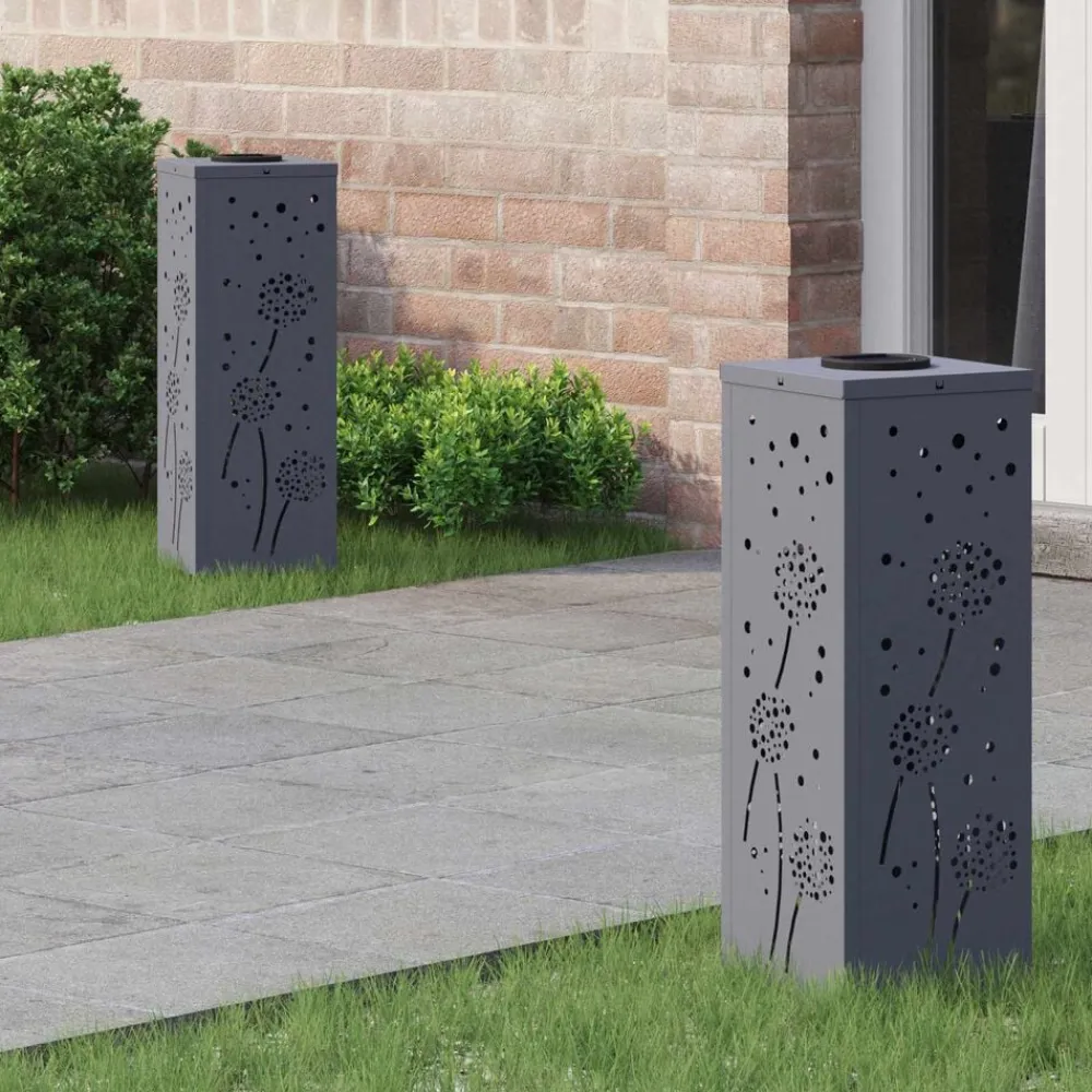 vidaXL Iluminación-Luz de camino LED solar 2 pcs Acero laminado en frío