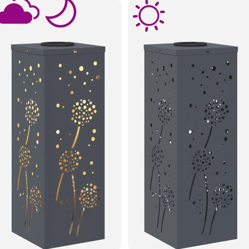 vidaXL Iluminación-Luz de camino LED solar 2 pcs Acero laminado en frío