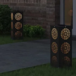 vidaXL Iluminación-Luz de camino LED solar 2 pcs Acero laminado en frío