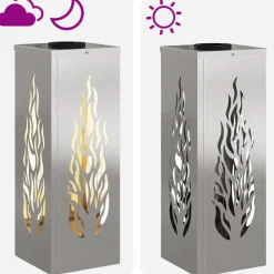 vidaXL Luz de camino LED solar 2 pcs Plateado Acero inoxidable Outlet