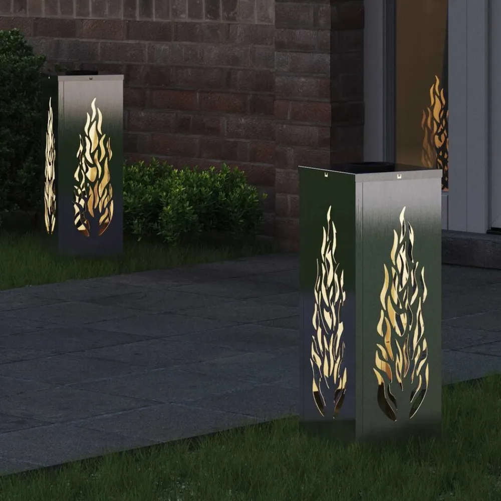 vidaXL Luz de camino LED solar 2 pcs Plateado Acero inoxidable Outlet