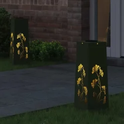 vidaXL Iluminación-Luz de camino LED solar con luces con batería 2 pcs