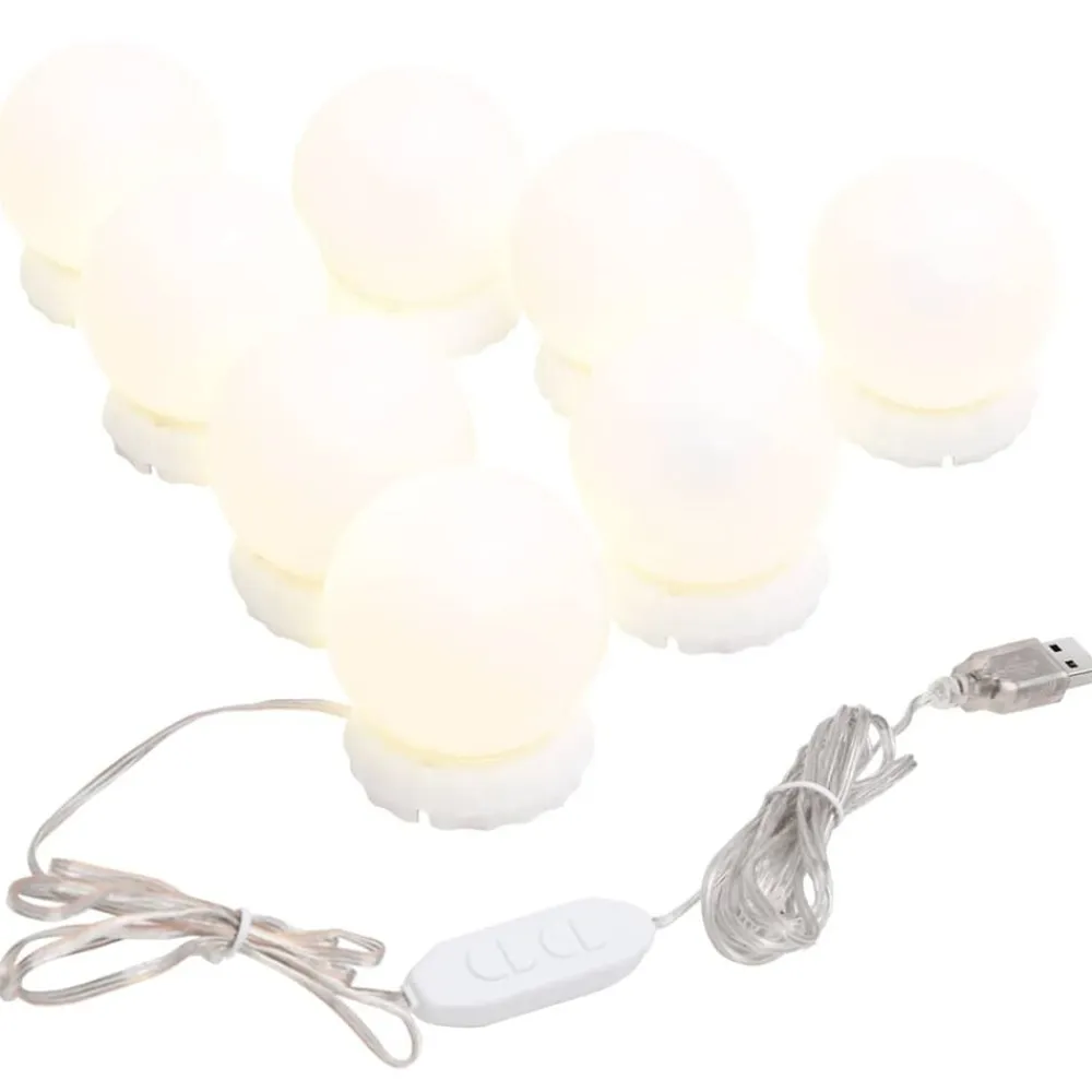 vidaXL Iluminación-Luz de espejo con 8 bombillas LED blanco cálido y blanco frío