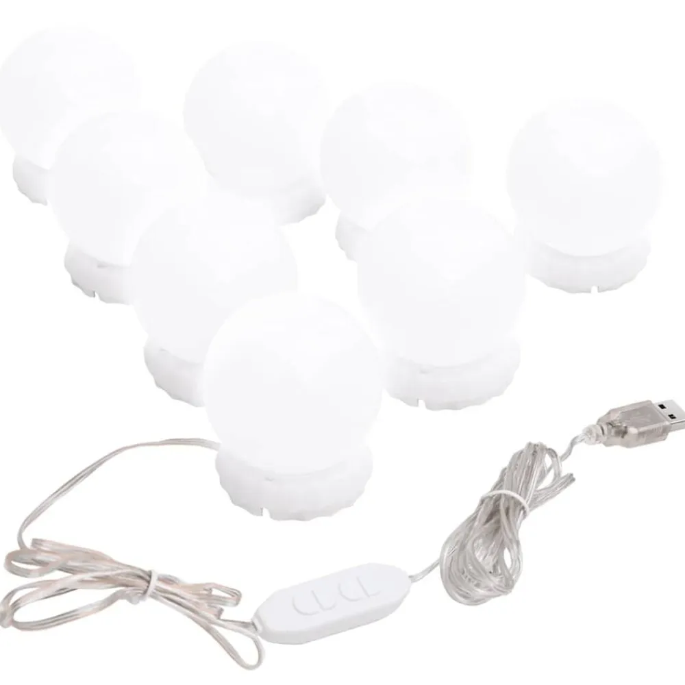 vidaXL Iluminación-Luz de espejo con 8 bombillas LED blanco cálido y blanco frío