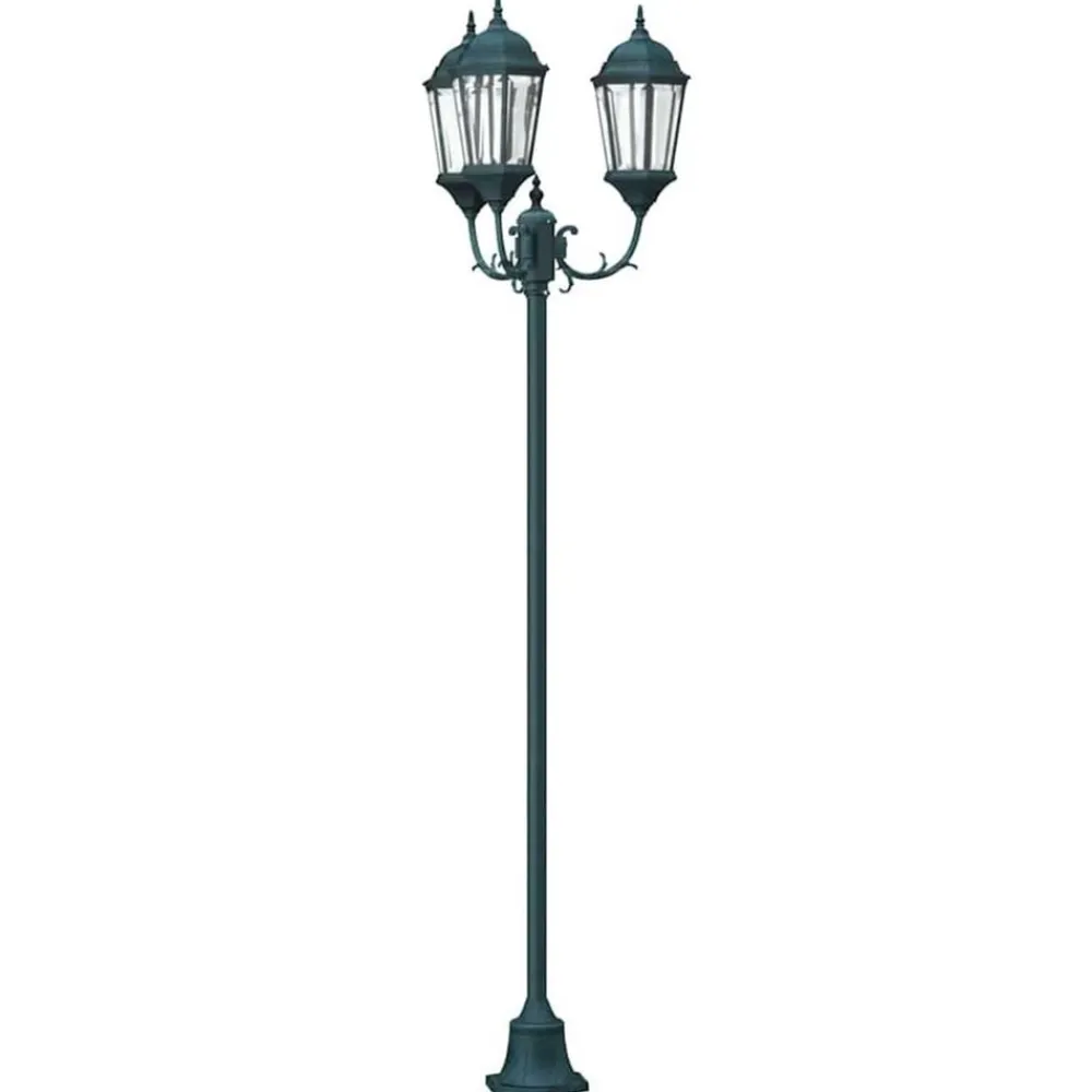 vidaXL Iluminación-Luz de Jardín Verde Vintage Cepillado 57 x 49 x 241 cm