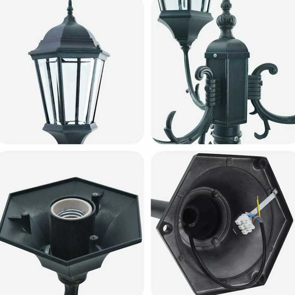 vidaXL Iluminación-Luz de Jardín Verde Vintage Cepillado 57 x 49 x 241 cm
