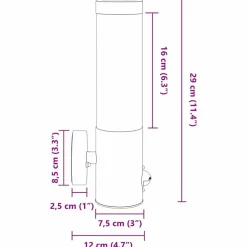 vidaXL Luz de pared exterior 12 x 8,5 x 29 cm Negro Clearance