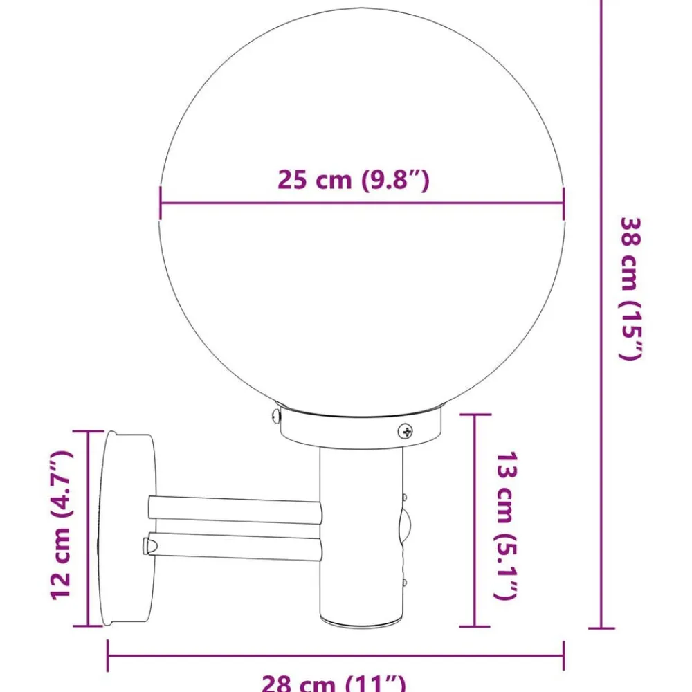 vidaXL Iluminación-Luz de pared exterior 28 x 25 x 38 cm