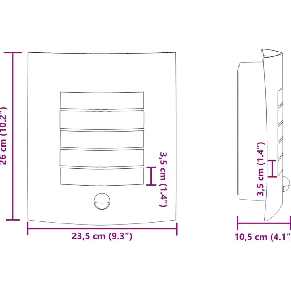 vidaXL Iluminación-Luz de pared exterior Plateado 23.5 x 9 x 26 cm