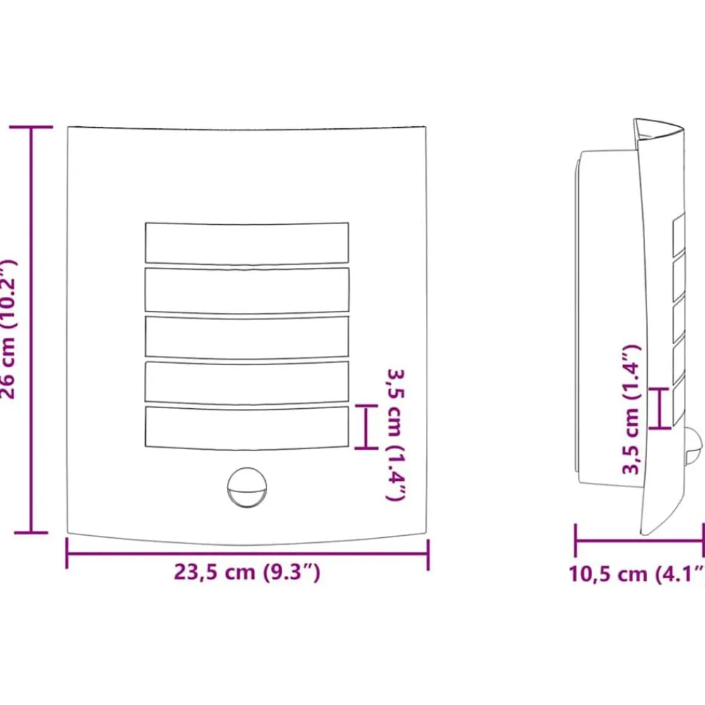vidaXL Luz de pared exterior 23.5 x 9 x 26 cm Negro Best
