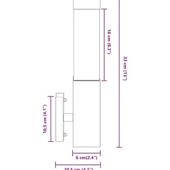 vidaXL Luz de pared exterior Plateado 10.5 x 6 x 33 cm Acero inoxidable New