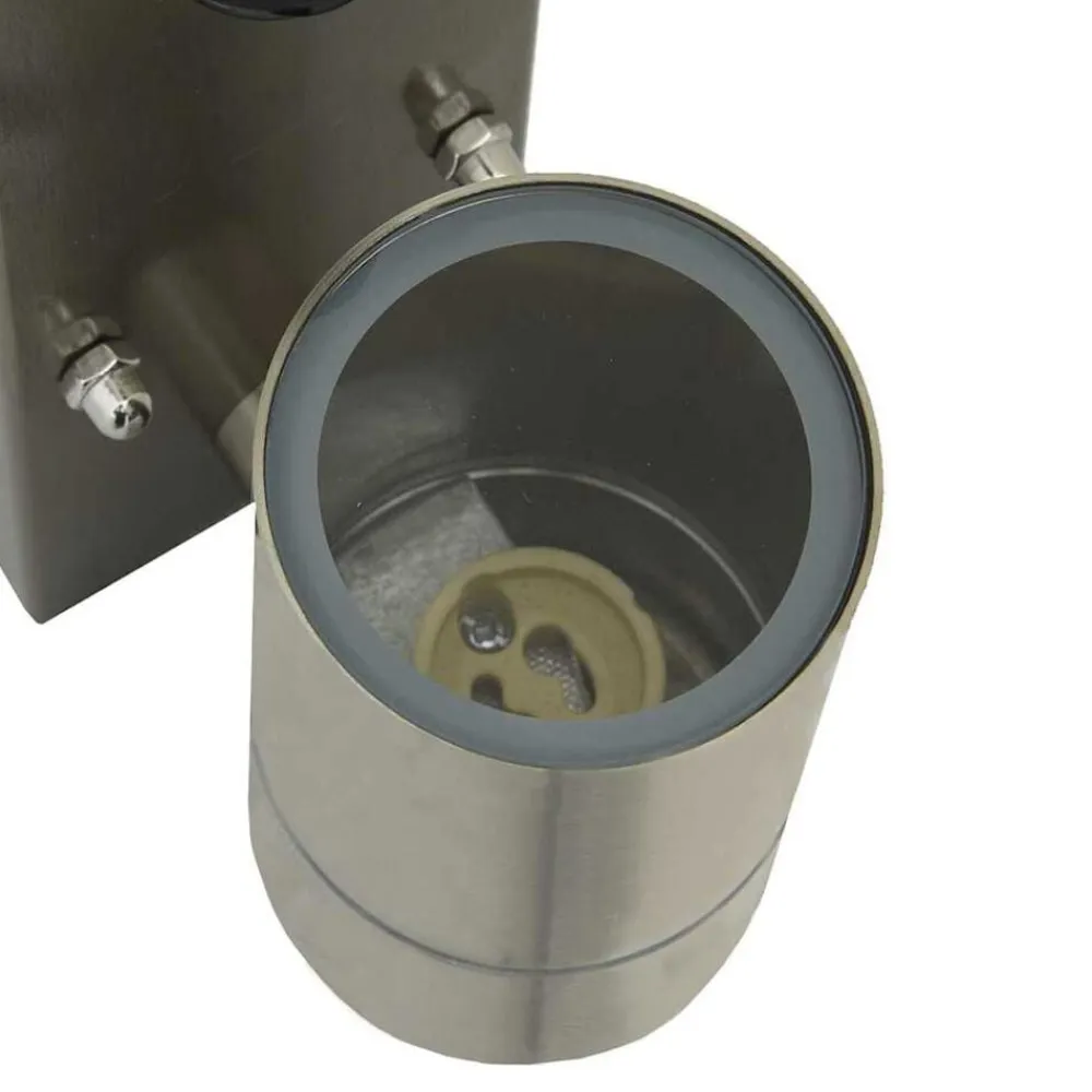 vidaXL Luz de pared exterior Plateado 6,5 x 10,5 x 16 cm Acero inoxidable Outlet