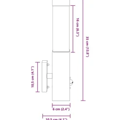 vidaXL Iluminación-Luz de pared exterior 10.5 x 6 x 33 cm