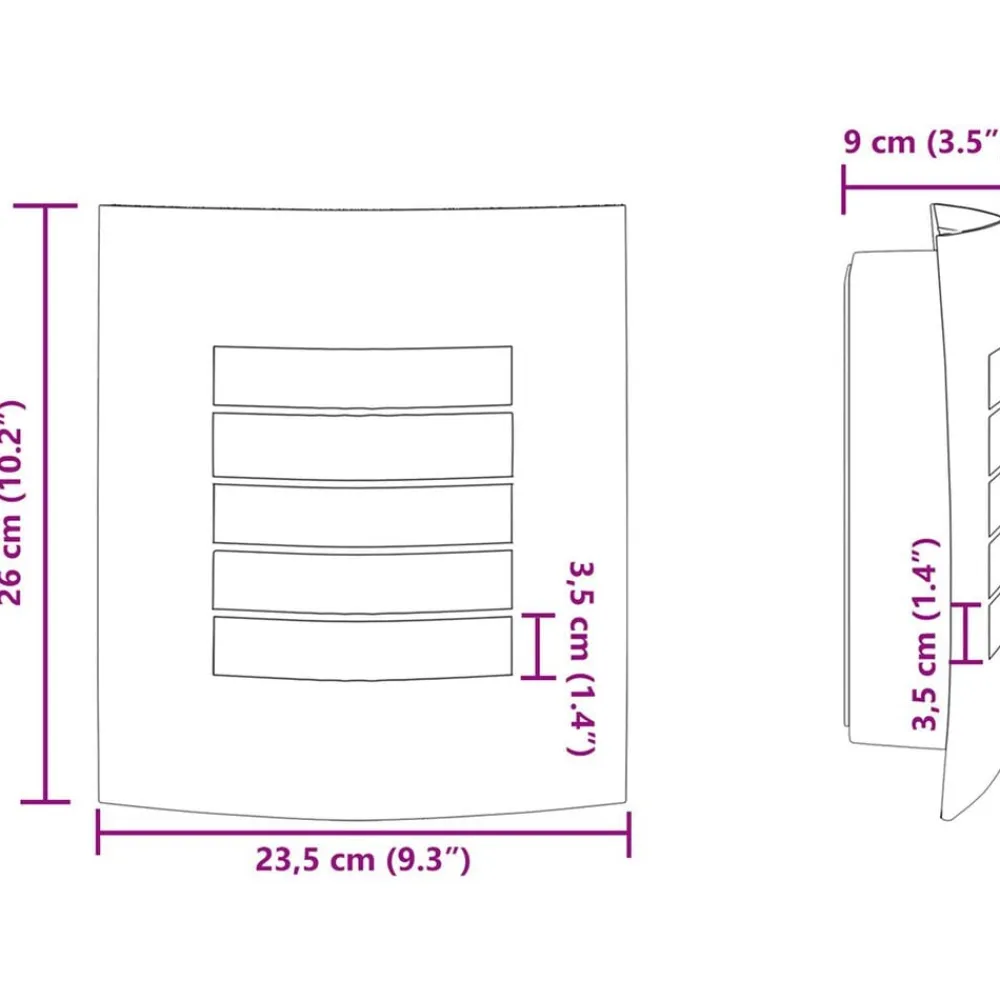 vidaXL Iluminación-Luz de pared exterior 23.5 x 9 x 26 cm