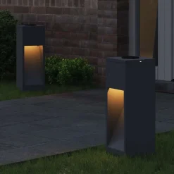 vidaXL Iluminación-Luz de Sendero LED Solar 2 pcs Acero laminado en frío