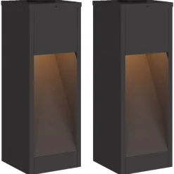 vidaXL Luz de Sendero LED Solar 2 pcs Acero laminado en frío Negro Best