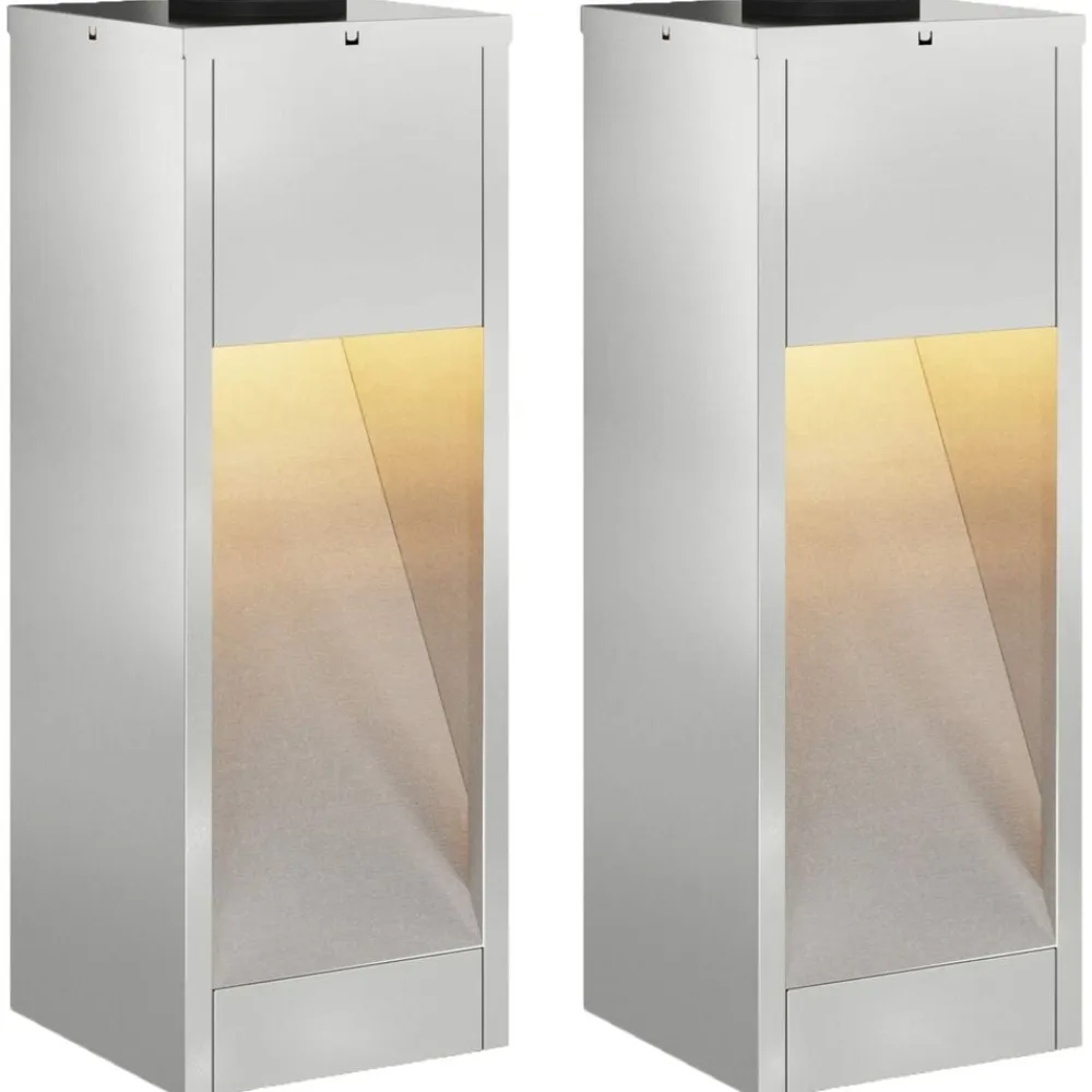 vidaXL Iluminación-Luz de Sendero LED Solar 2 pcs Plateado Galvanizado