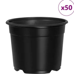 vidaXL Maceta de flores 50 pcs Ø 15 x 12.5 cm Plástico Negro Best