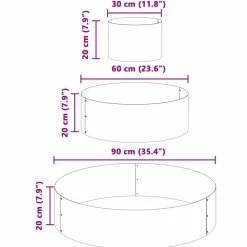 vidaXL Maceta para Jardín Antracita 90 x 90 x 20 cm Acero/&aacute;ntracita Outlet