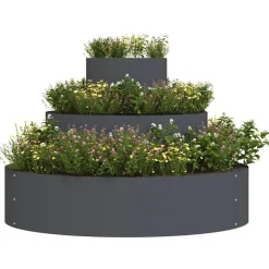 vidaXL Maceta para Jardín Antracita 90 x 90 x 20 cm Acero/&aacute;ntracita Outlet
