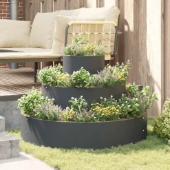 vidaXL Maceta para Jardín Antracita 90 x 90 x 20 cm Acero/&aacute;ntracita Outlet
