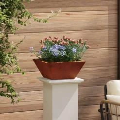 vidaXL Maceta para Jardín Oxidado 35 x 35 x 15 cm Acero autopatinable Acero oxidado Discount