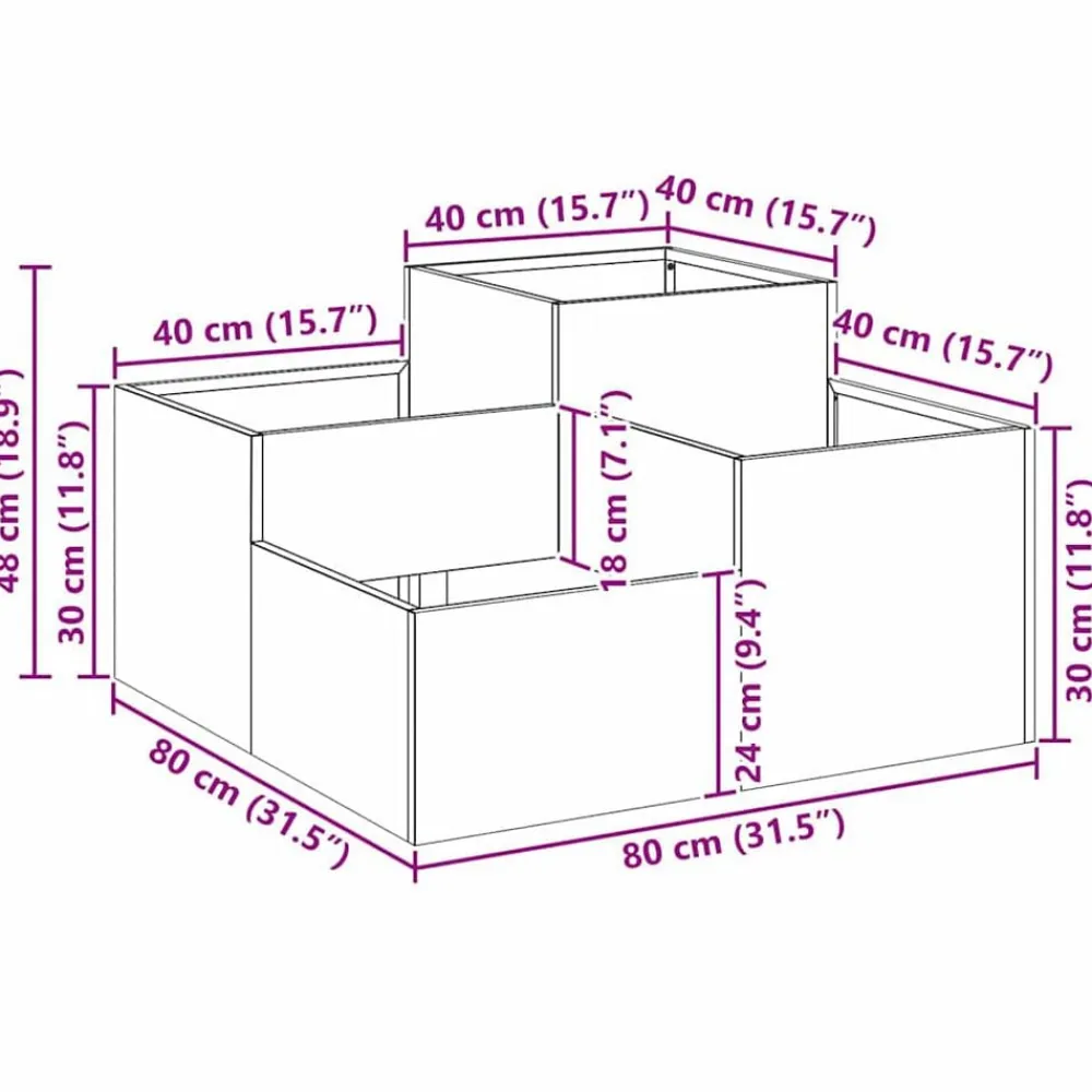 vidaXL Maceta para Jardín Oxidado 80 x 80 x 48 cm Acero autopatinable Acero oxidado Outlet