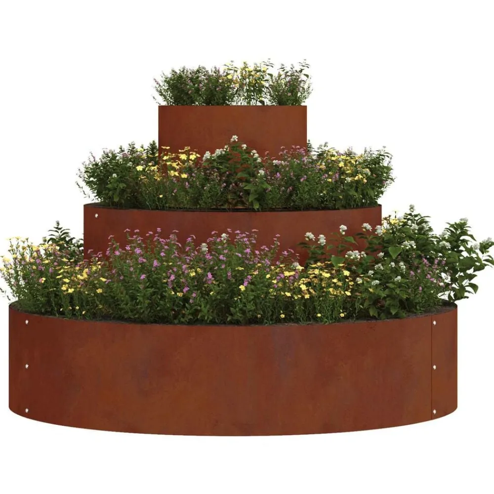 vidaXL Jardín-Maceta para Jardín Marrón 90 x 90 x 20 cm Acero autopatinable