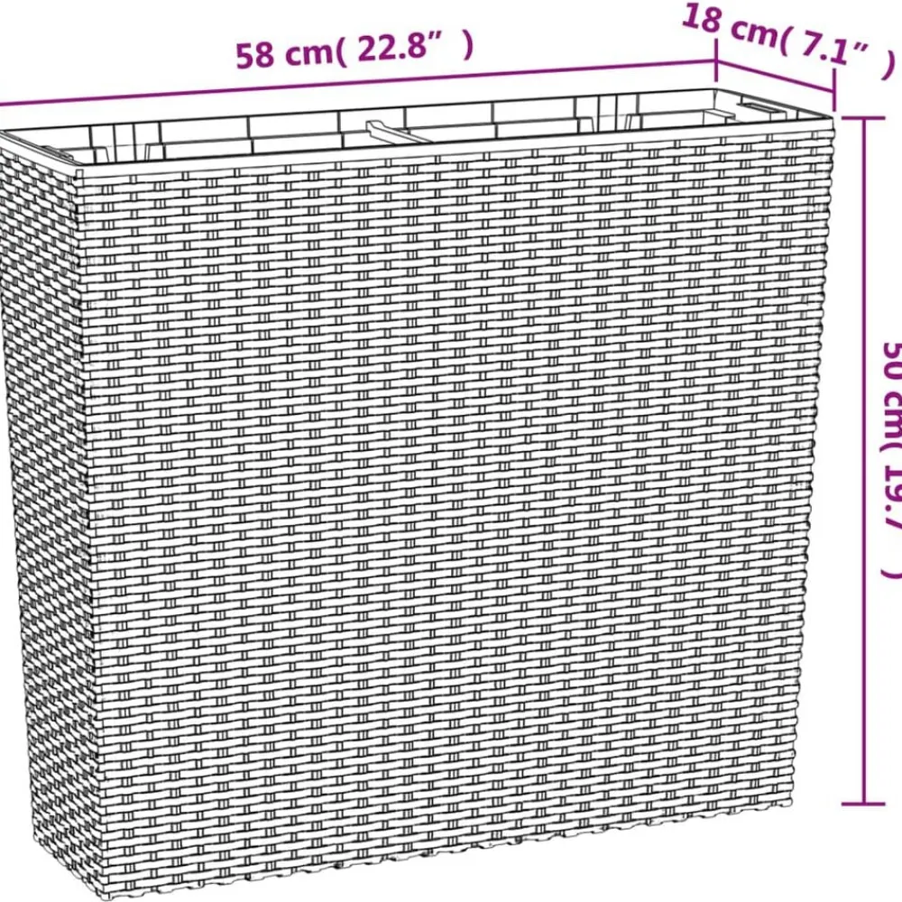 vidaXL Jardín-Macetero con interior extraíble PP ratán gris 12/44 L