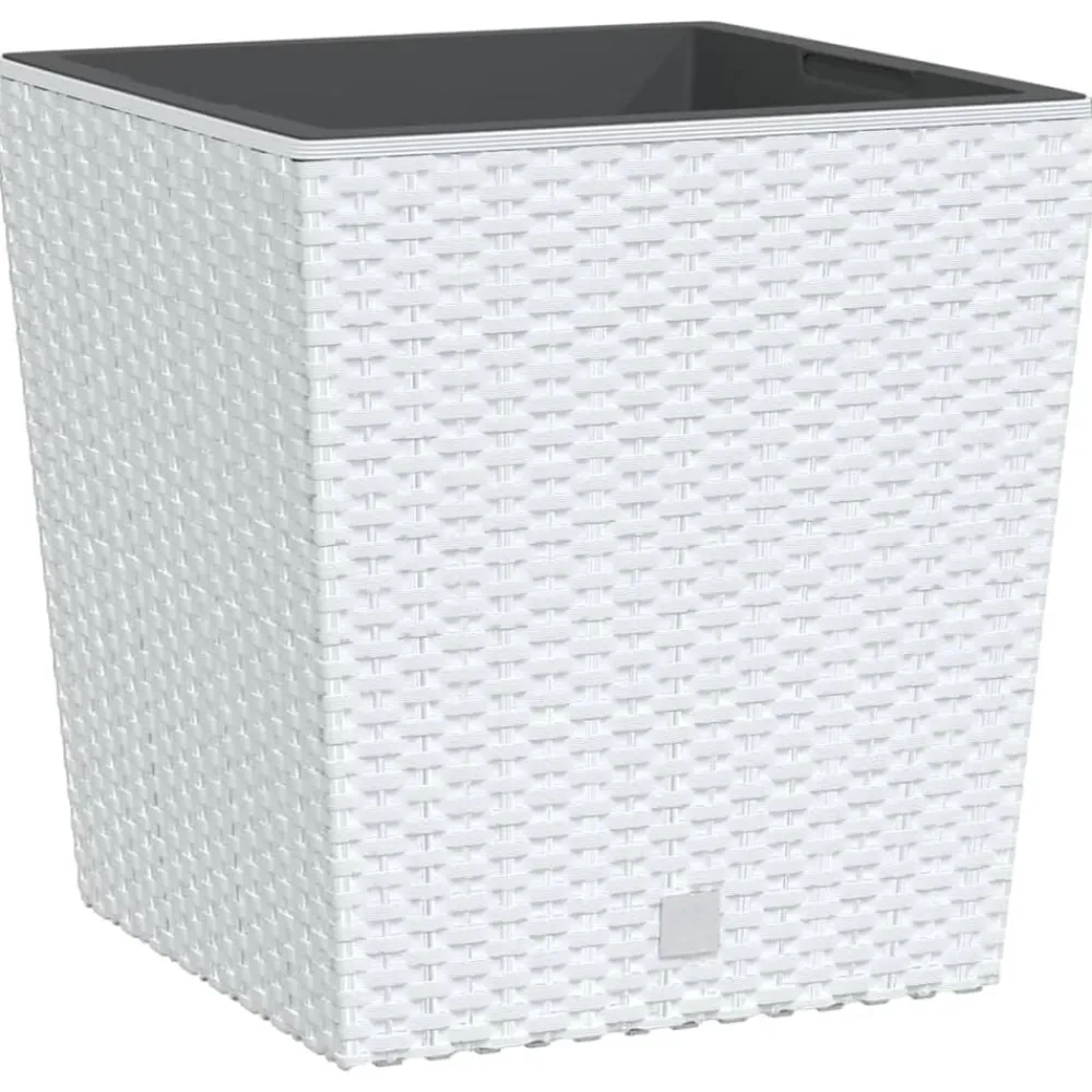 vidaXL Macetero con interior extraíble PP ratán 21/32 L Blanco Outlet