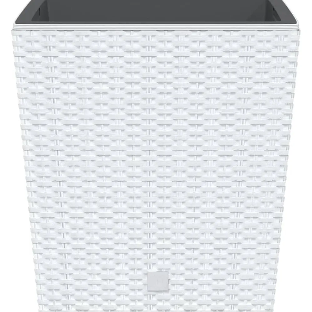 vidaXL Macetero con interior extraíble PP ratán 21/32 L Blanco Outlet