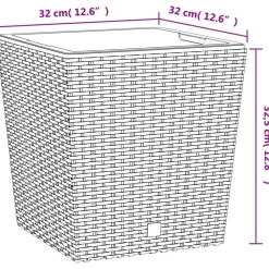 vidaXL Macetero con interior extraíble PP ratán 21/32 L Blanco Outlet