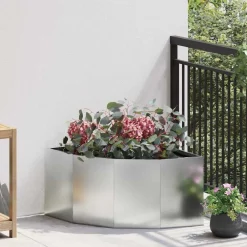 vidaXL Macetero de Esquina Plateado 60 x 60 x 35 cm Acero galvanizado