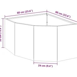 vidaXL Macetero de Esquina Plateado 60 x 60 x 35 cm Acero galvanizado