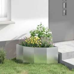 vidaXL Macetero de Esquina Plateado 60 x 60 x 35 cm Acero galvanizado