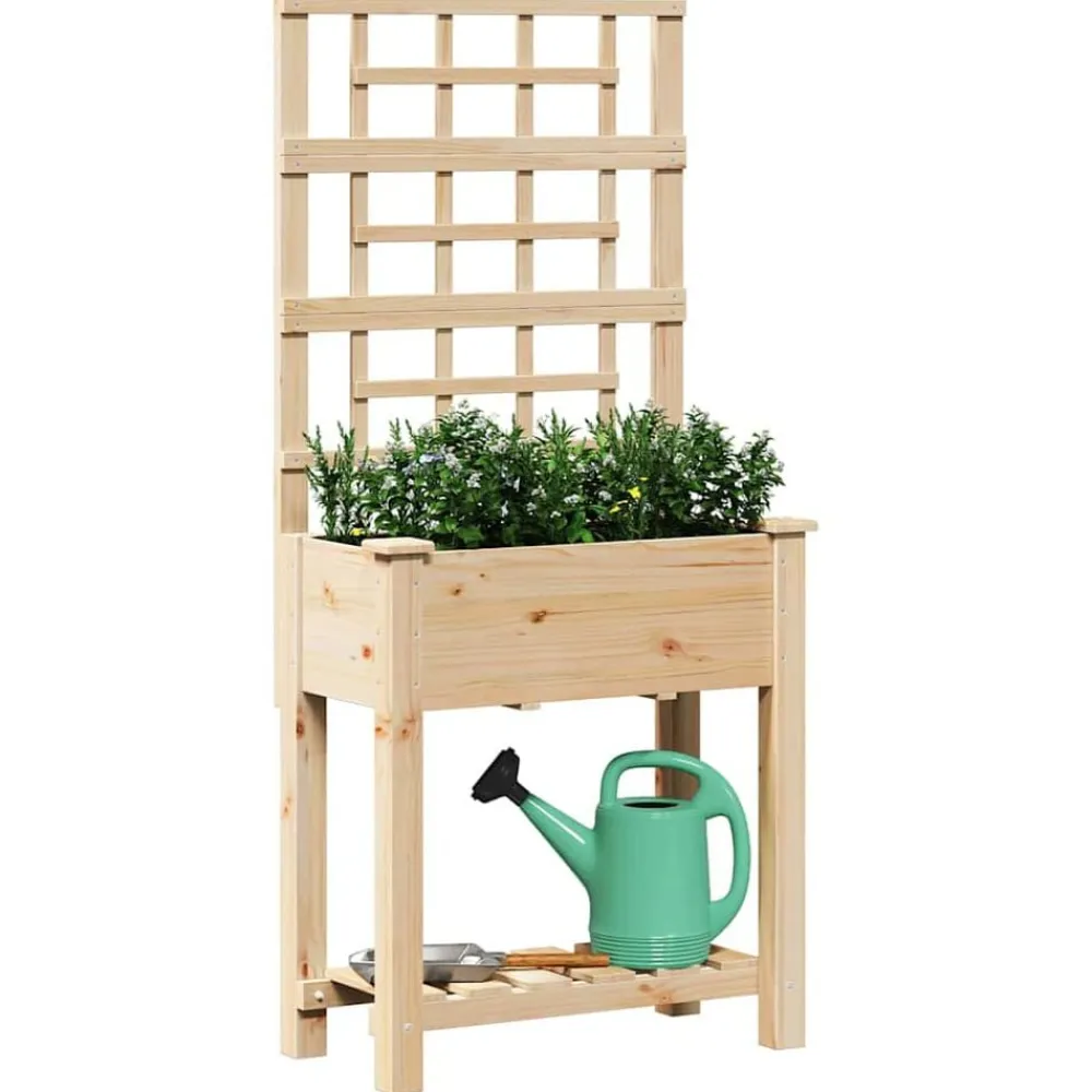 vidaXL Jardín-Macetero de Jardín Beige 71 x 38 x 152 cm Madera de Pino Sólido