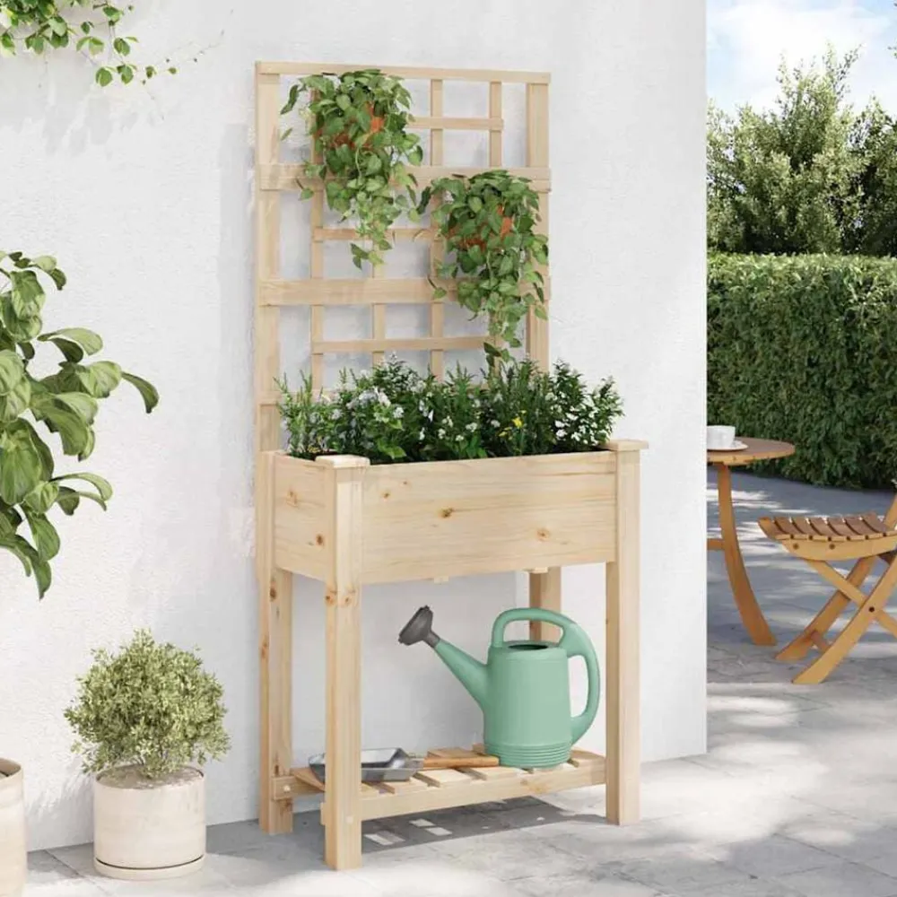 vidaXL Jardín-Macetero de Jardín Beige 71 x 38 x 152 cm Madera de Pino Sólido