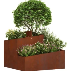 vidaXL Jardín-Macetero de Jardín Marrón 60 x 60 x 50 cm Acero autopatinable