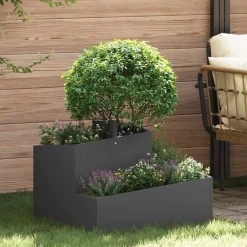 vidaXL Macetero de Jardín 60 x 60 x 50 cm Acero laminado en frío Negro New