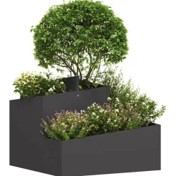 vidaXL Macetero de Jardín 60 x 60 x 50 cm Acero laminado en frío Negro New