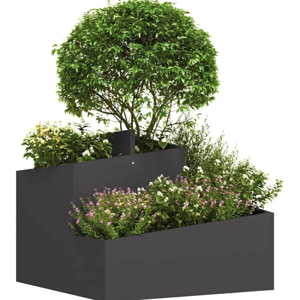 vidaXL Macetero de Jardín 60 x 60 x 50 cm Acero laminado en frío Negro New