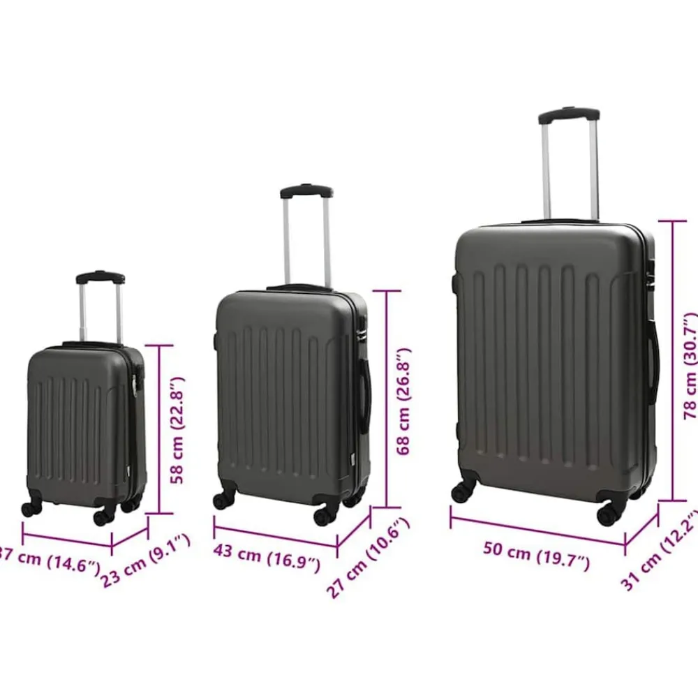 vidaXL Maletas Y Bolsos De Viaje-Maleta 3 pcs 50 x 31 x 78 cm Plástico ABS