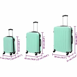 vidaXL Maletas Y Bolsos De Viaje-Maleta 3 pcs 50 x 31 x 78 cm Plástico ABS