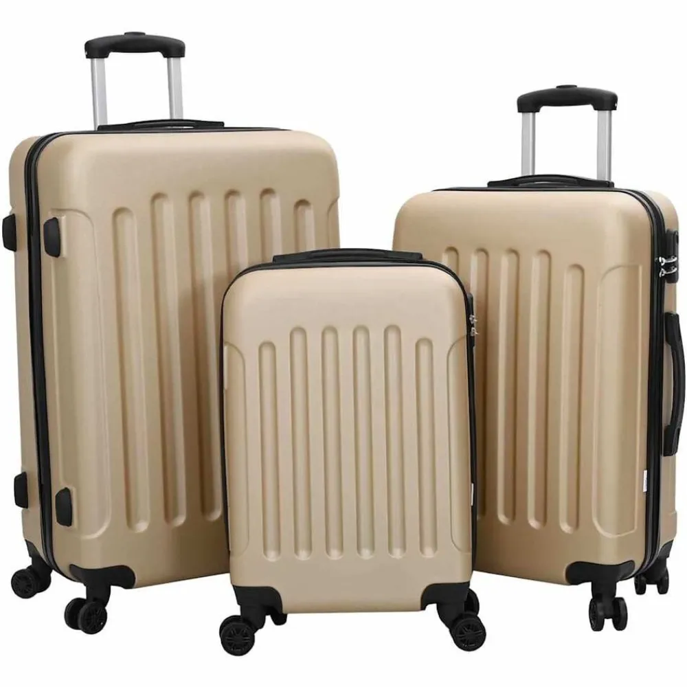 vidaXL Maleta con cerradura 3 pcs champán 50 x 31 x 78 cm Plástico ABS champán Discount