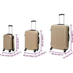 vidaXL Maleta con cerradura 3 pcs champán 50 x 31 x 78 cm Plástico ABS champán Discount