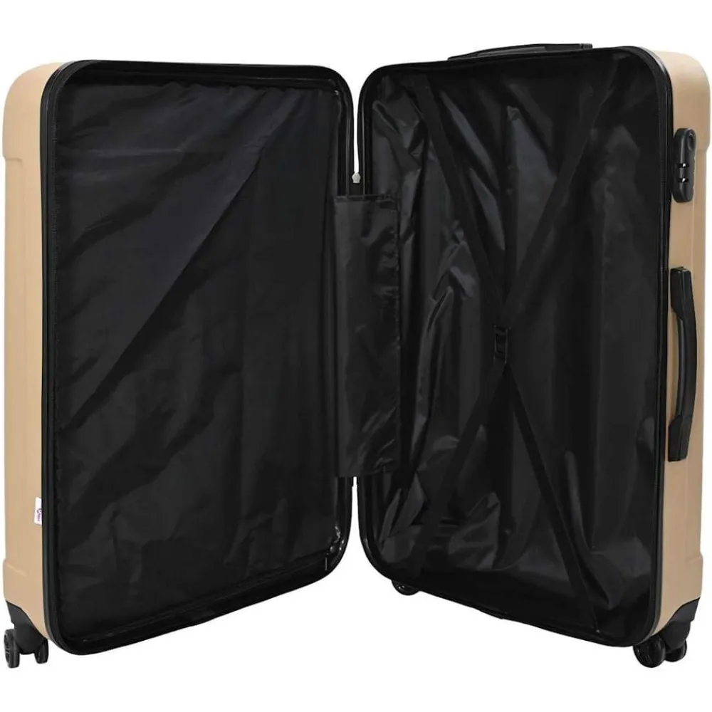 vidaXL Maleta con cerradura 3 pcs champán 50 x 31 x 78 cm Plástico ABS champán Discount