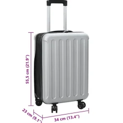 vidaXL Maleta con cerradura 34 x 23 x 55.5 cm Plástico ABS Plateado