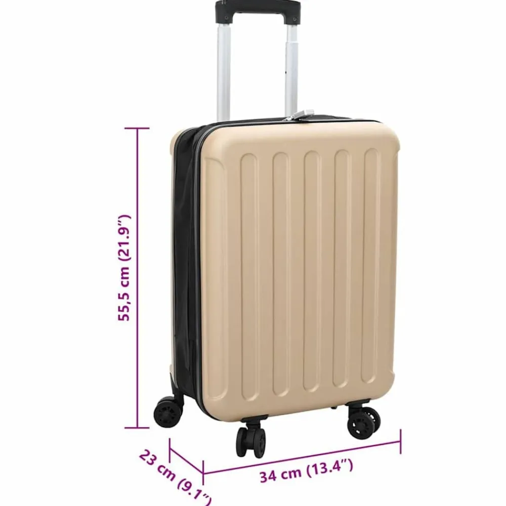 vidaXL Maletas Y Bolsos De Viaje-Maleta con cerradura champán 34 x 23 x 55.5 cm Plástico ABS