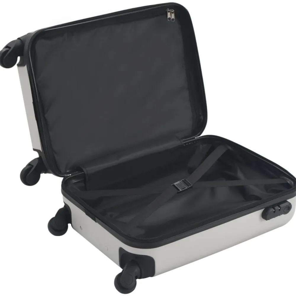vidaXL Maletas Y Bolsos De Viaje-Maleta con ruedas trolley rígida plateada brillante ABS